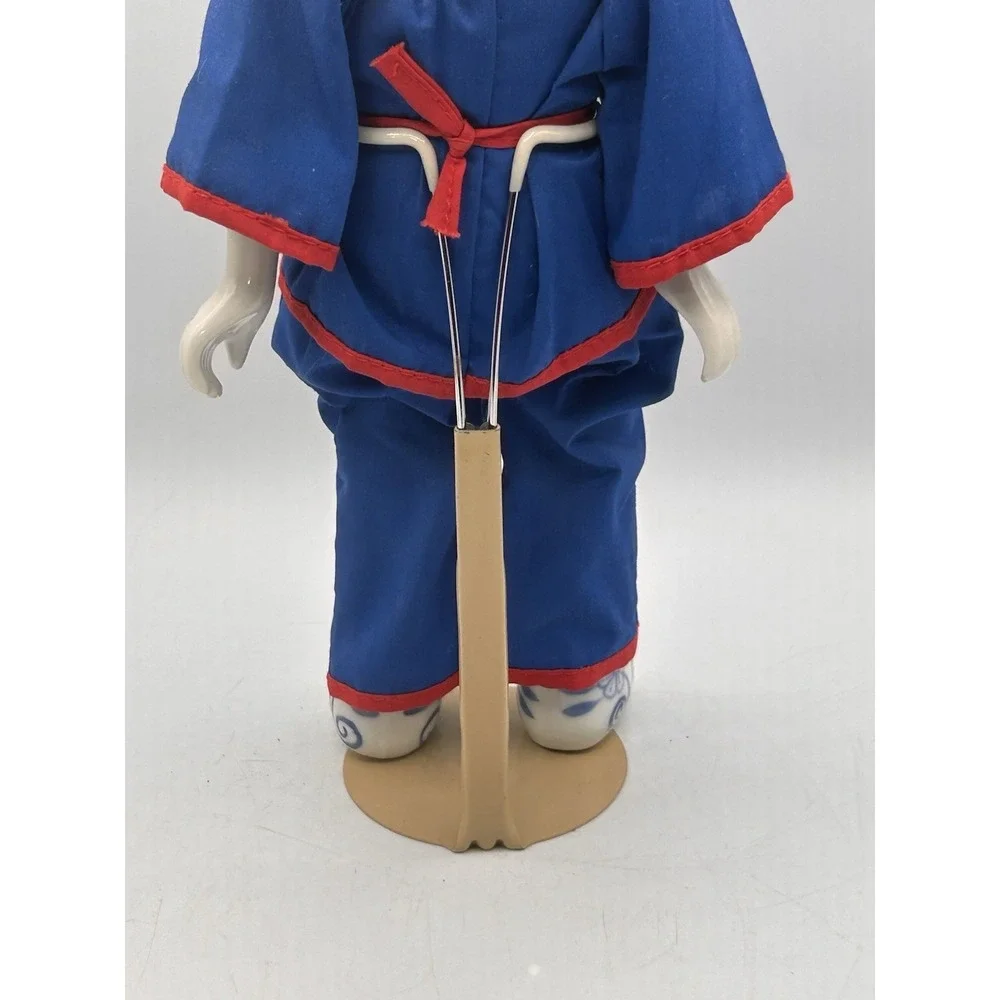 Oriental Porcelain Blue White Red Delft Blue Doll 12